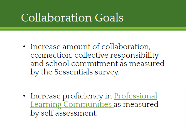 SHS School Improvement Collaboration Goals